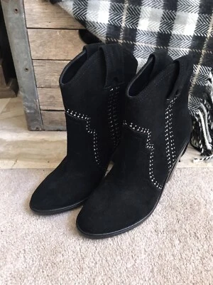 NEW JOIE women's black suede studded short western boots - sz 35 1/2 35.5 5.5 B - Image 1 of 4