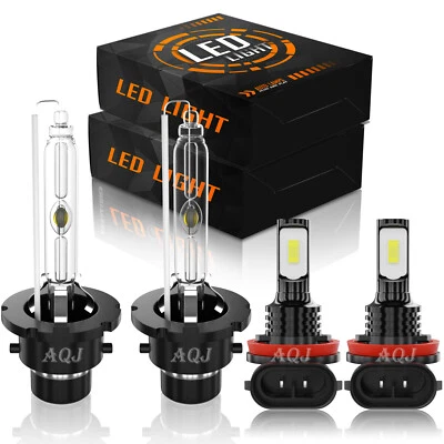 4X D2S HID Headlight H11 LED Fog Light Bulbs For Infiniti QX70/QX50 2014-2017 Foto 1 de 4