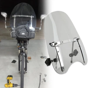 For Scooter E-bike 18"x16" Large Smoke Windshield Windscreen7/8'' 1'' Handlebar - Picture 1 of 14