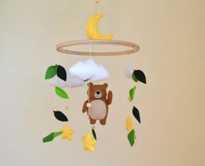 Baby Mobile crib, woodland bear nursery boy mobile, baby mobile girl, handmade - Picture 1 of 8