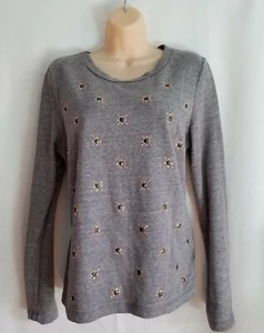 Women's Xhilaration Gray Long Sleeve Top Decorative Front Design Size XXL - Picture 1 of 7