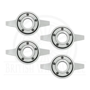 2 Bar Zenith Cut Chrome Locking Knock Off Spinner Caps without Logo, Set of 4 - Picture 1 of 14