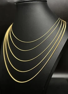 Collar de cadena de trigo de oro amarillo sólido de 14K, cadena de trigo de oro de 14k de 0,9 mm - 2,1 mm - Imagen 1 de 10