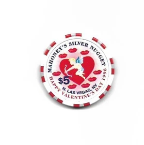 Mahoney's Silver Nugget chip casinò $5 1996 San Valentino - Foto 1 di 1