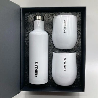 Insulated Wine Bottle w/ Tumblers Set White, Lidded Creek Nation Connect Thermos - Image 1 of 4