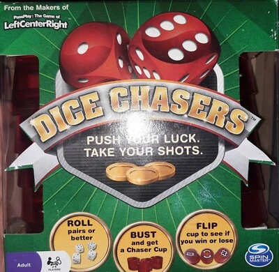 Dice Chasers Dice Game, Push Your Luck Take Your Shots  Brand New,Dice Games, - Image 1 of 3