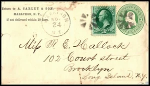 EDSROOM-66 ADD COVER CARLEY & SON MARATHON NY TO BROOKLYN FANCY CANCELS - Picture 1 of 2