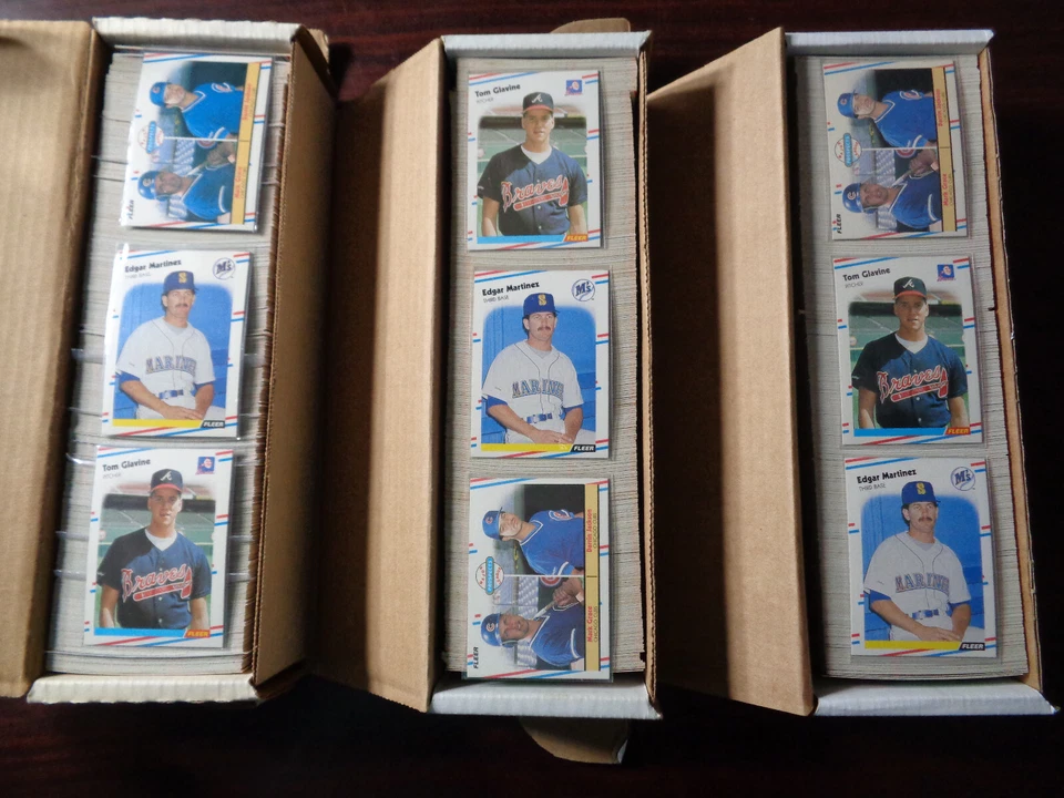 Lote de (3) juegos completos de béisbol Fleer 1988-Tom Glavine RC-Edgar Martinez RC Foto 1 de 1