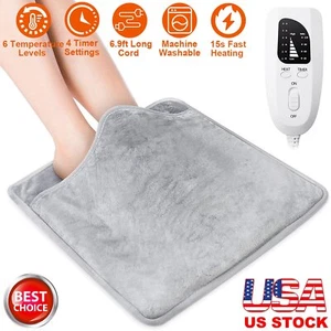 Double Sided Electric Soft Foot Warmer 6 Levels Temp 4 Timer Machine Washable - Picture 1 of 12
