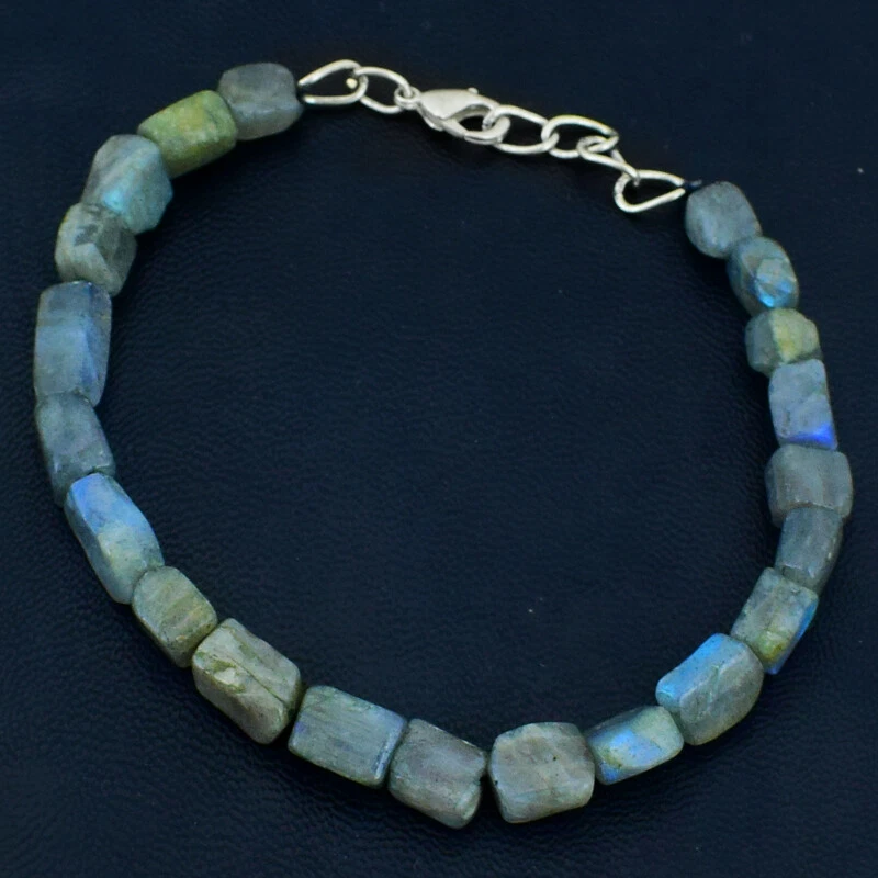 88 Cts Earth Mined 8" Long Labradorite Beads Woman Bracelet Jewelry JK 54E299 - Image 1 of 2