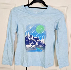 LL Bean Kids Girls Crew Neck Shirt Top S 8 Small Cotton Deer Wilderness Outdoors - Picture 1 of 4