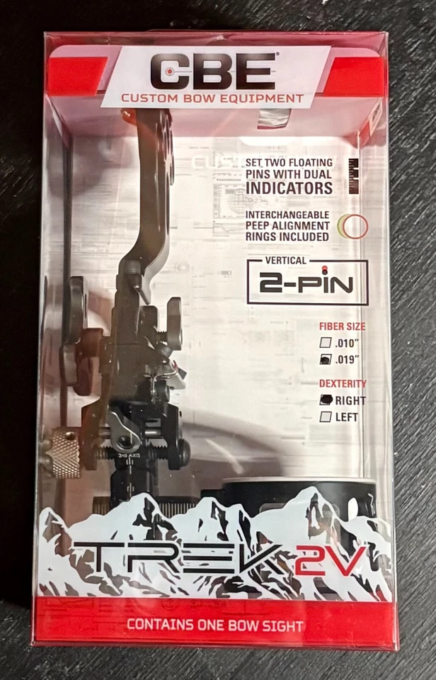 CBE Trek 2V .019 Archery Sight 2 Vertical Pins Right Hand New - Image 1 of 2