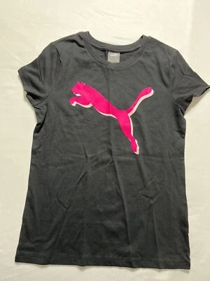 Niñas PUMA Negro Camiseta TOP Rosa Audaz Talla M (10/12) #B-959 Foto 1 de 4