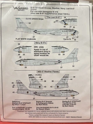 Warbird 72016 1/72 B-47 StratoJet Drones, weather, Navy for Hasegawa kit - Image 1 of 2