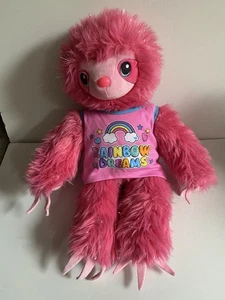 Build A Bear SLOTH Pink Sparkle Glitter 18” Fuzzy Soft Plush Toy BAB Velcroo - Picture 1 of 4
