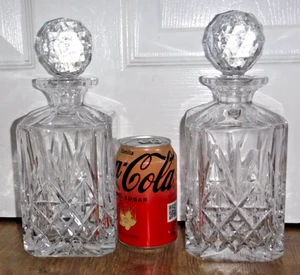 Pair Beautiful Edinburgh Crystal Square Whisky Decanters ~ Berkeley ~ Excellent - Picture 1 of 7