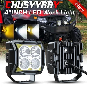 Par de luces LED de trabajo de 4" vainas de punto amarillo todoterreno camión ATV UTV luces antiniebla de conducción - Imagen 1 de 11