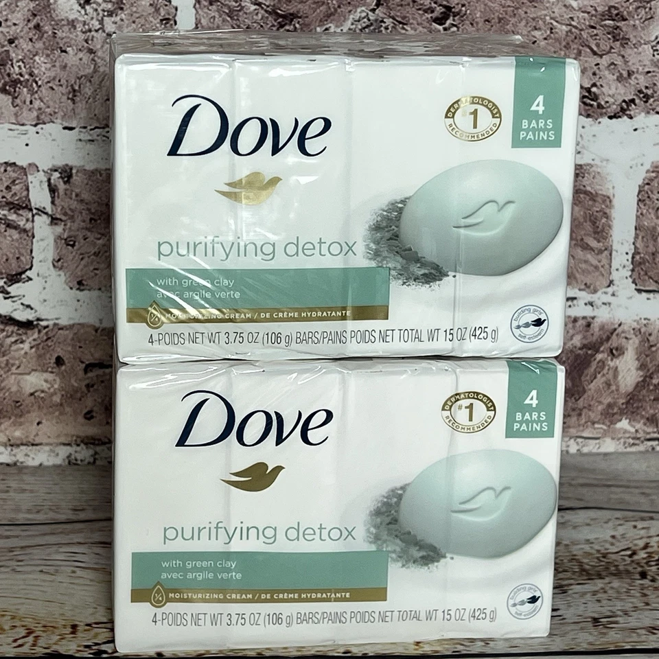 8 X Dove Purifying Detox W Green Clay Beauty Bar Soap 3.75 Oz 4 Ct Each (8 Pack)