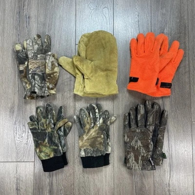 Lot of 6 Vintage Camo Hunting Gloves Mittens Cabela’s Gates Cut Trigger Orange - Image 1 of 4