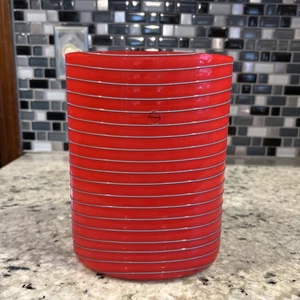 Jarrón de vidrio arte ovoide SALVIATI 8,5" Vintage Venezia/Moderno Rojo/Gris - Imagen 1 de 6