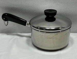 Revere Ware 1 Qt Stainless Tri-Ply Disc Bottom Sauce Pan & Lid Clinton Ill USA - Picture 1 of 10