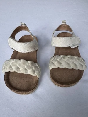 H & M Woven Strap Open Toe Toddler Sandal Suede Off White Size US 7.5 EU 24 - Image 1 of 4