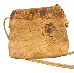 Bolso Bandolera Alfombra Corcho 8"x7"x1.5" Cremallera Completa Interior Bolsillos Exteriores - Imagen 1 de 7