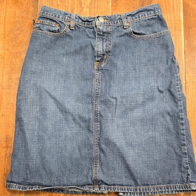 Falda Polo Ralph Lauren Azul Denim Hasta la Rodilla, Talla 6 Foto 1 de 4