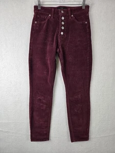 Lucky Brand Bridgette Skinny Burgundy Corduroy Pants 2 26 Ankle - Picture 1 of 14