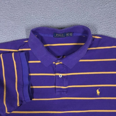 Polo Ralph Lauren Shirt Mens 4XLT Tall Purple Yellow Knit Pony LSU Tigers Colors - Image 1 of 4