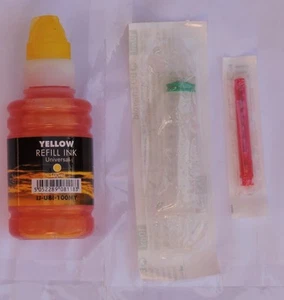 Inchiostro Singolo Colorante Giallo 100ml Marca IJ con Ugello Siringa per Ricarica Cartuccia - Foto 1 di 1