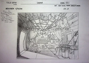 Disney's TALESPIN 1989 BRIAN RAY Signed PRODUCTION BACKGROUND COPY Disney - Picture 1 of 2