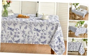 Spring Tablecloth 60×84 Inch Rectangular, Dragonfly Wildflowers Floral Herbs - Picture 1 of 7