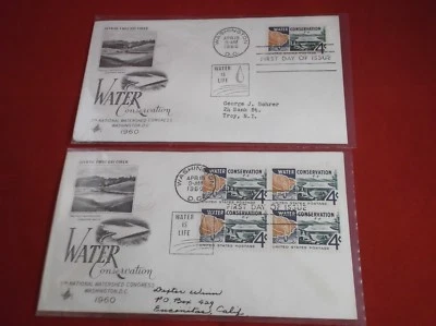 Scott #: 1150  "Water Conservation" FDC  block of 4 & single stamp  (Art Craft) - Image 1 of 4