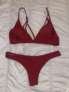 New Zaful Bikini 2 Piece Maroon Red Size Medium Cheeky Bathing Suit - Picture 1 of 3