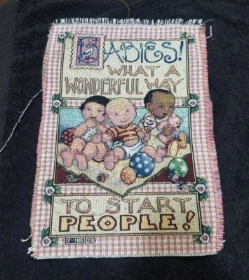 Almohada tejida tapiz inacabada para bebés qué maravillosa manera de comenzar 13,5 x 8,5 Foto 1 de 2