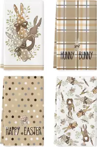 Buffalo Plaid Bunny Rabbits Happy Easter Kitchen Towels Dish Towels, 18X26 Inch - Picture 1 of 12