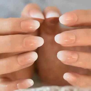 24x Short Square False Nails French Manicure Fake Tips Press On Full Cover Nails - Picture 1 of 31