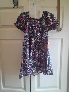 Wonder Nation Girls 4T Flower Print Short Sleeved Cotton Dress NWT - Picture 1 of 2