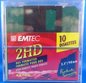 3,5" FLOPPY 2HD EMTEC (DOSFORMATTED, COLOR, KUNSTSTOFFBOX) - 10 STÜCK - Picture 1 of 4