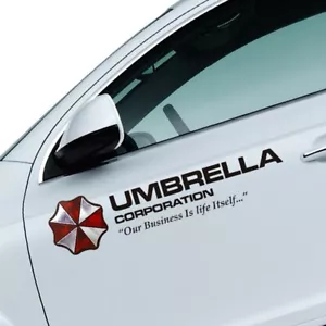 2 adesivi auto Resident Evil Umbrella Corporation vinile nero porta 50 x 11 cm - Foto 1 di 2