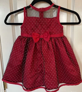 Penelope Mack Girls Size 24M Red &White Polka Dot Sleeveless Layered Party Dress - Picture 1 of 8