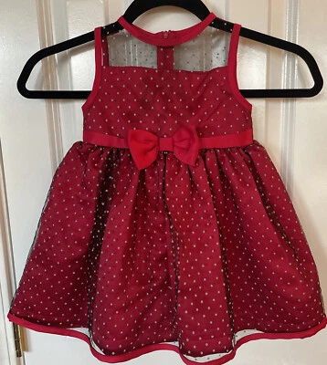 Penelope Mack Girls Size 24M Red &White Polka Dot Sleeveless Layered Party Dress - Image 1 of 4