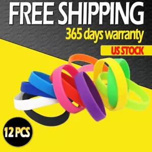 12 PCS Adult Sport Silicone Wristbands Rubber Bracelets Events Charity Fashion - Picture 1 of 3