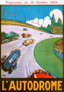 1924 Auto Races - L’autodrome de Linas-Montlhéry France - Program Cover Poster - Picture 1 of 1