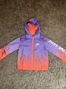 NEW Girl's Nike Purple Orange Windbreaker Hooded Jacket Size 3T MSRP $54.00 - Picture 1 of 8