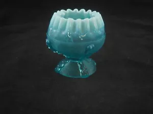 Vintage Northwood Button Panel Blue Opalescent Ruffled Top Rose Bowl Bowl - Picture 1 of 7