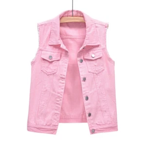 Coat Jacket Women's Denim Short Vest Waistcoat Autumn New Ladies Denim Vest - Picture 1 of 7