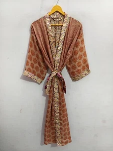 Free Size Robe Lounge Wear Night Gown Vintage Silk Kimono For Woman's, B-4937 - Imagen 1 de 7