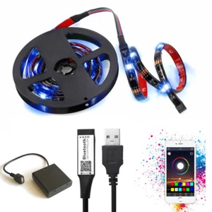 USB / battery Bluetooth LED Strip Lights RGB 5050 Sync to Music TV Backlight 5V - Picture 1 of 14